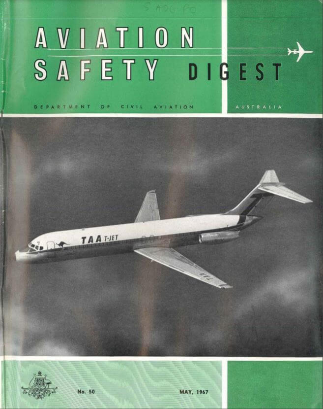 1967 Aviation Safety Digest cover featuring a TAA T-Jet aircraft, published by the Department of Civil Aviation, Australia.