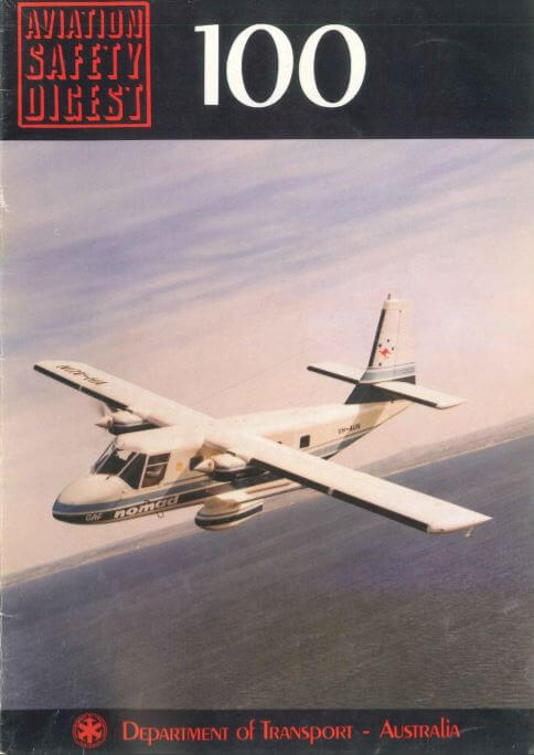 Issue 100 of the Aviation Safety Digest, published by the Australian Department of Transport, featuring a Nomad aircraft in flight.