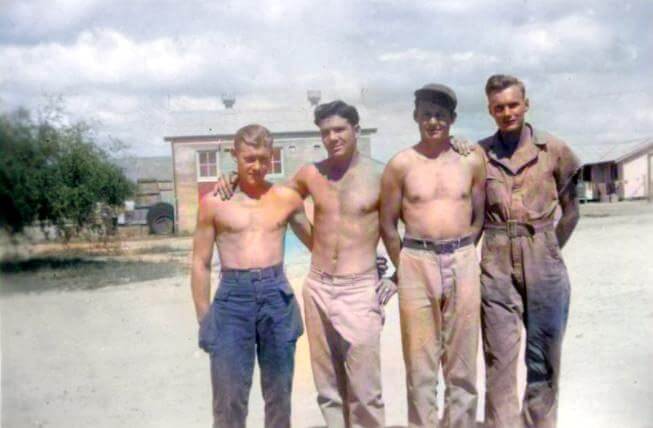 Sole survivor Foye K Roberts (second from left, in Mackay) married an Australian woman and lived to 82