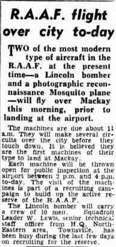 A local newspaper article prior to the arrival of the aircraft.